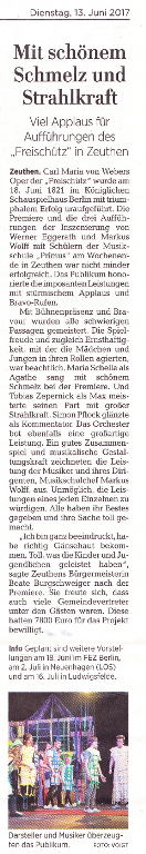 Artikel in der Märkischen Allgemeinen Zeitung vom 4. Mai 2017