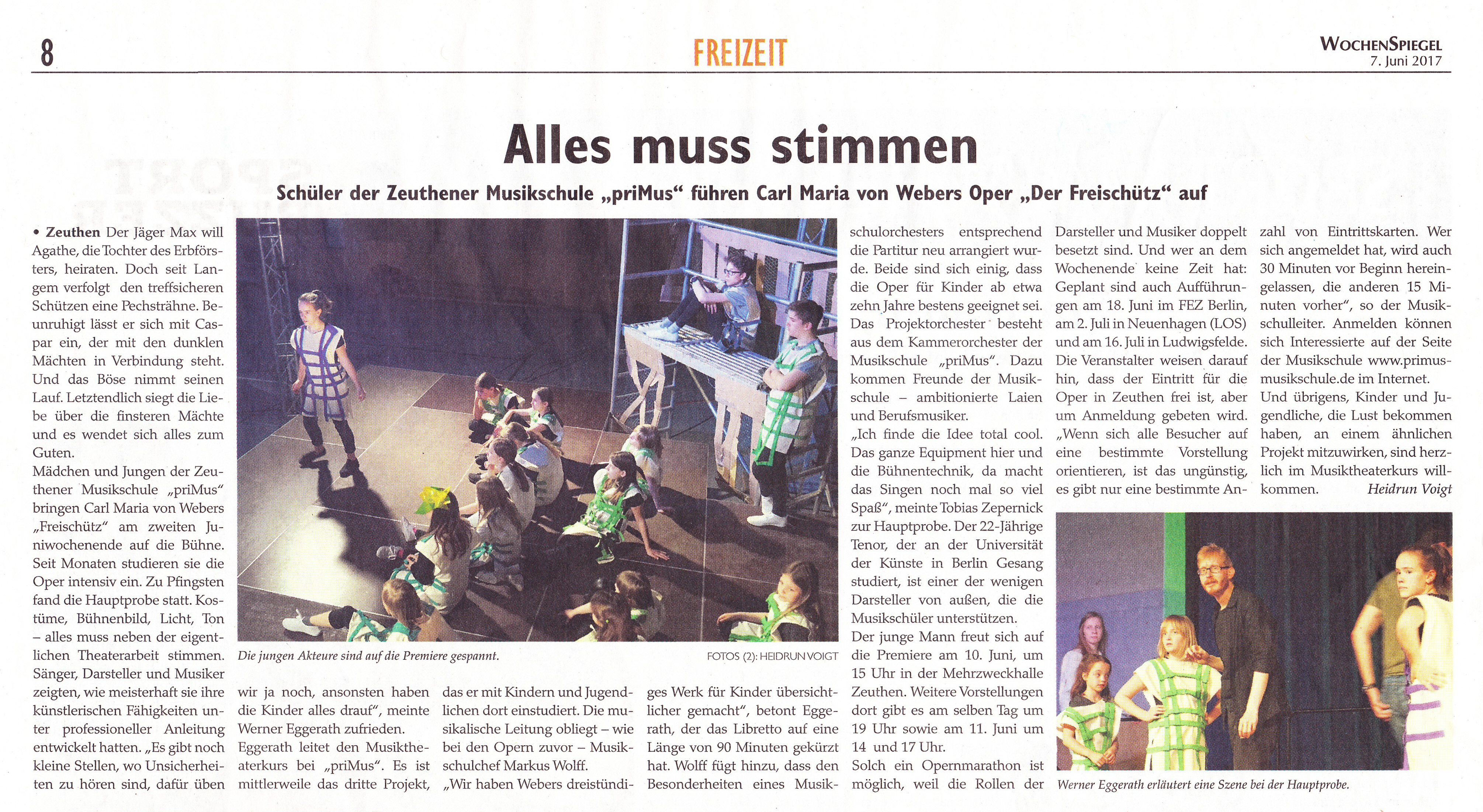 Artikel Wochenspiegel vom 10. Mai 2017